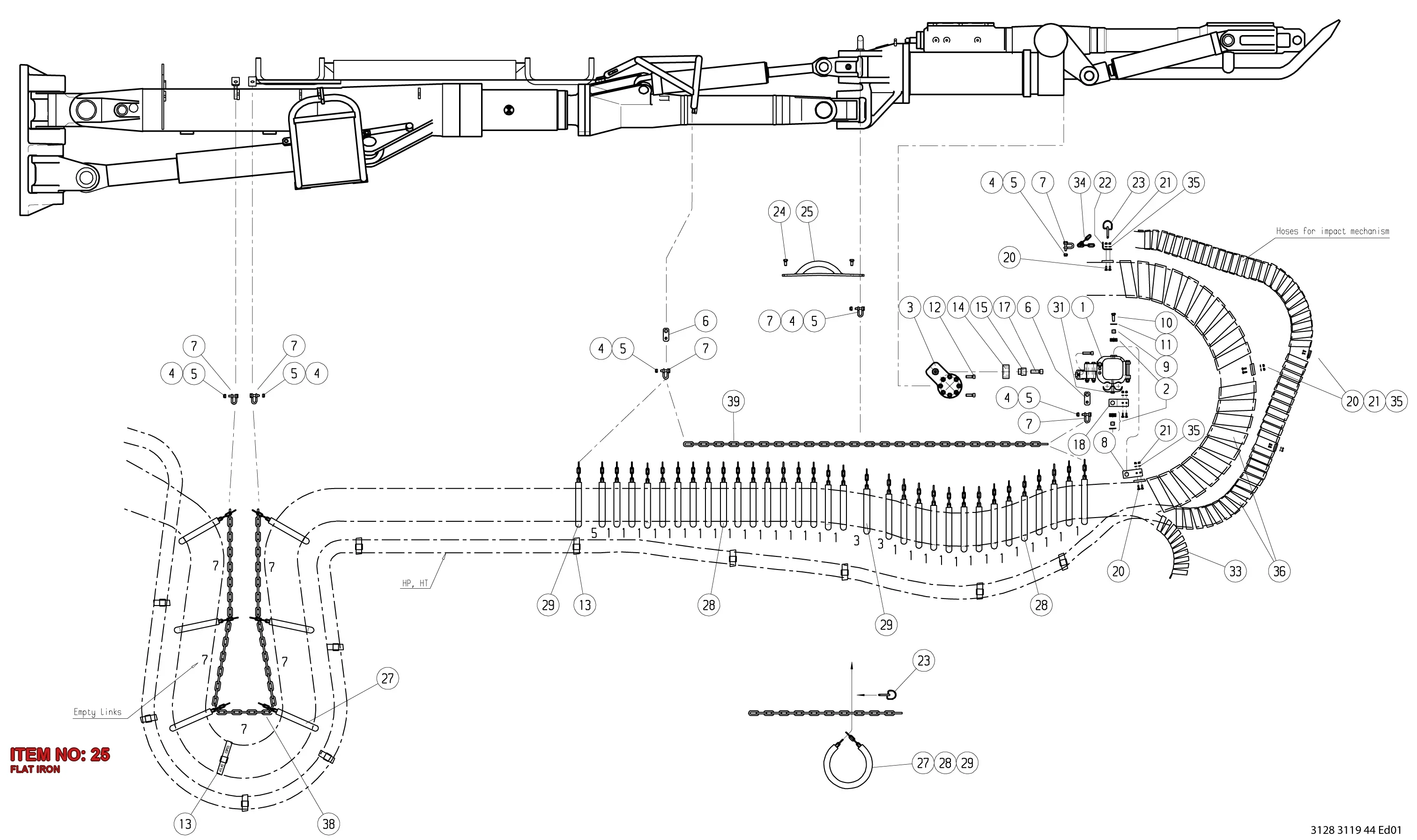 3128 3175 37 FLAT IRON - Technical Drawing