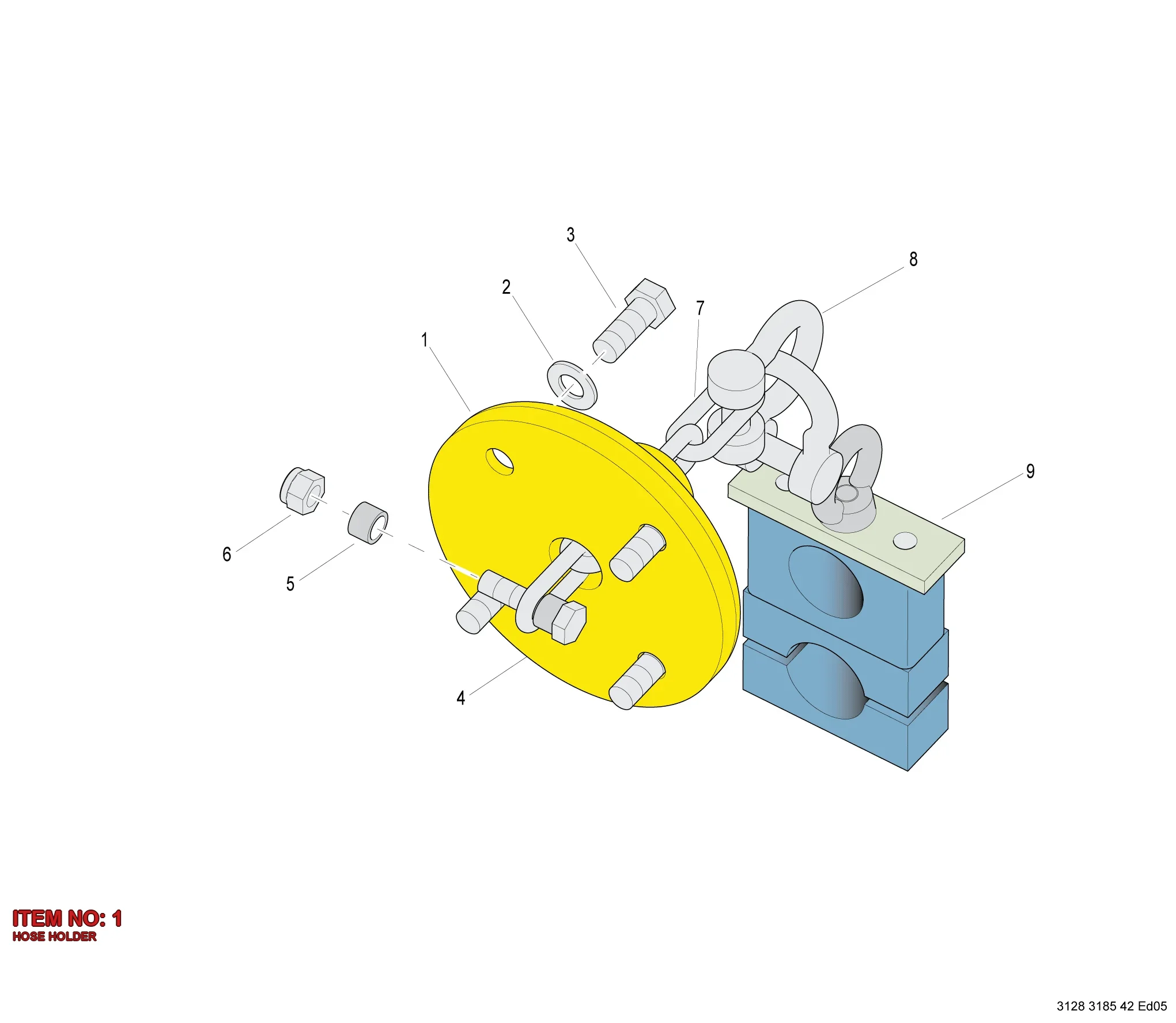 3128 3189 61 HOSE HOLDER - Technical Drawing