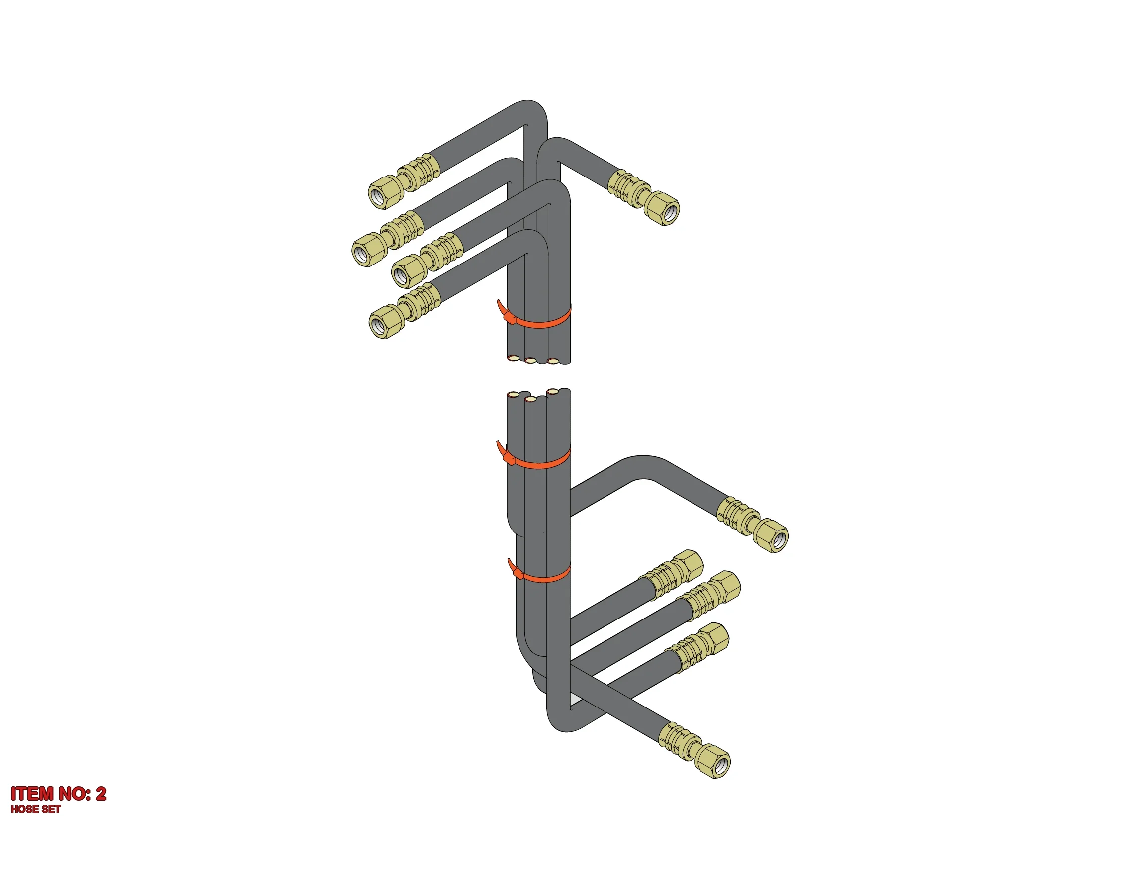 3128 3208 34 HOSE SET - Technical Drawing
