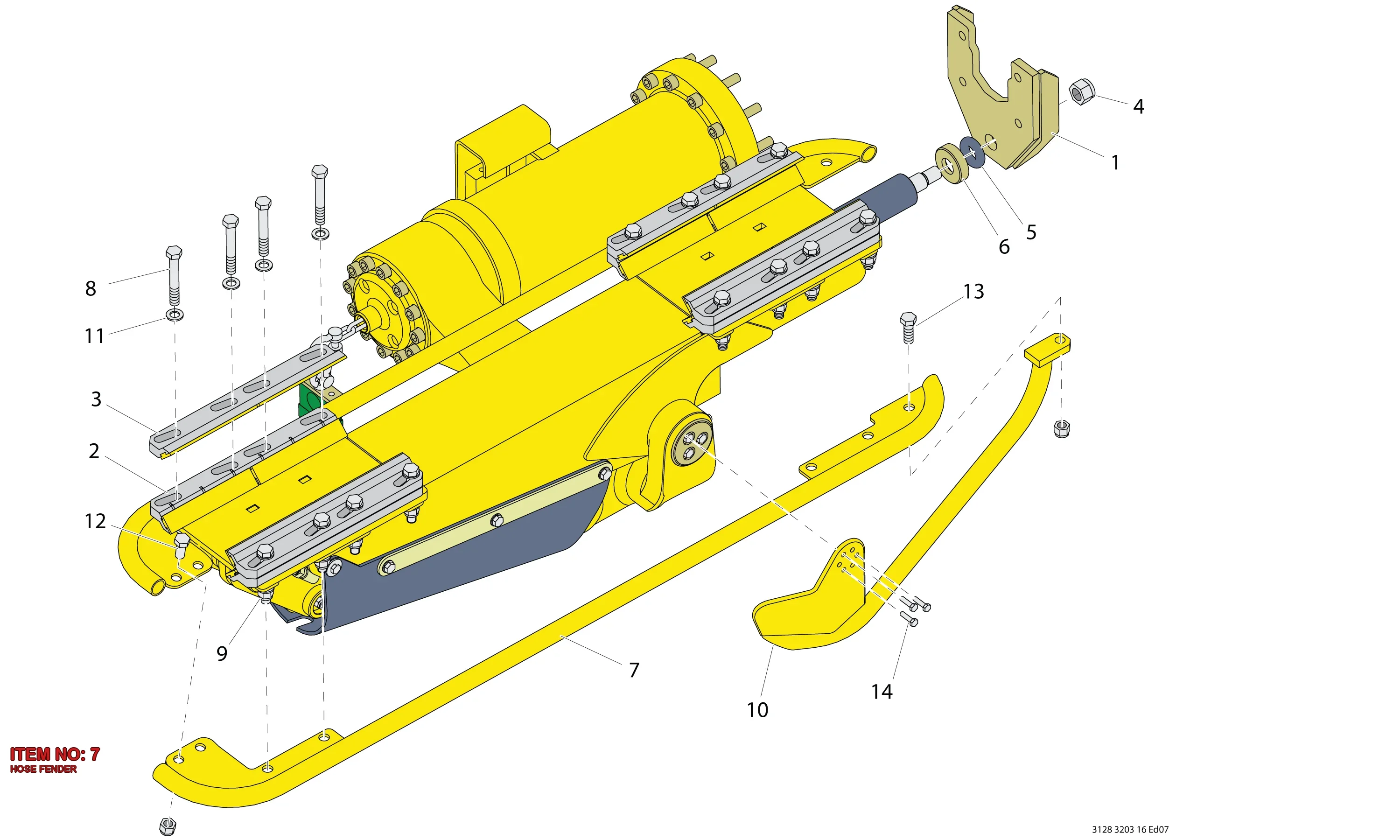 3128 3210 95 HOSE FENDER - Technical Drawing