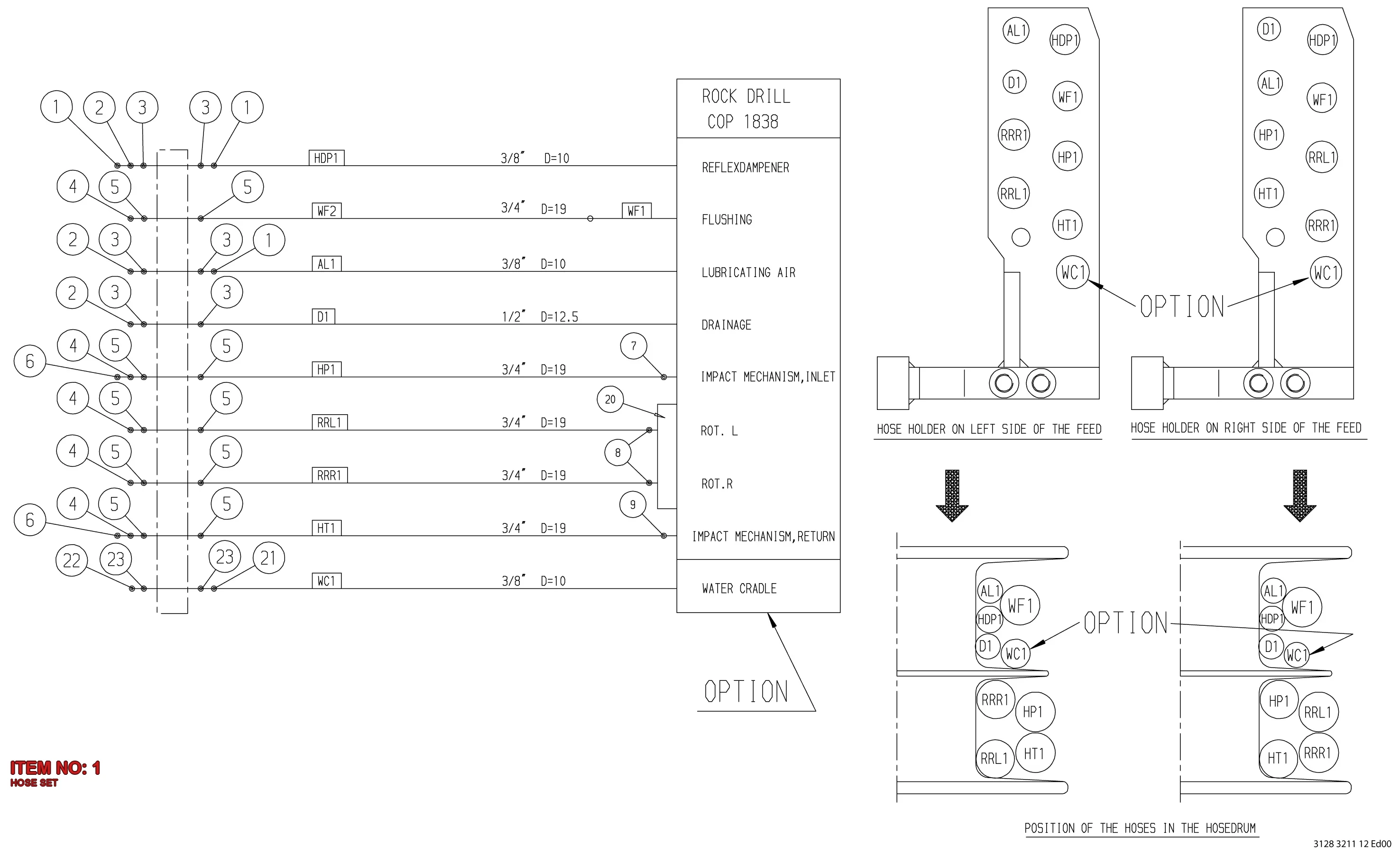 3128 3211 24 HOSE SET - Technical Drawing