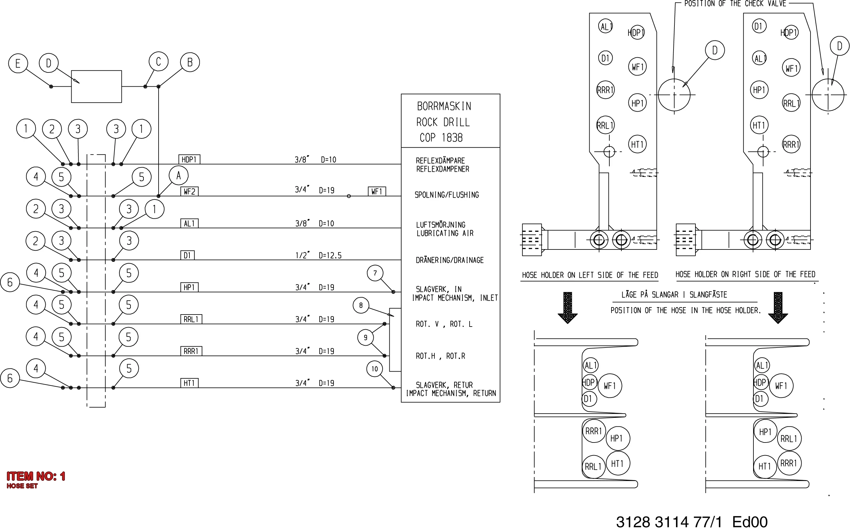 3128 3218 53 HOSE SET - Technical Drawing