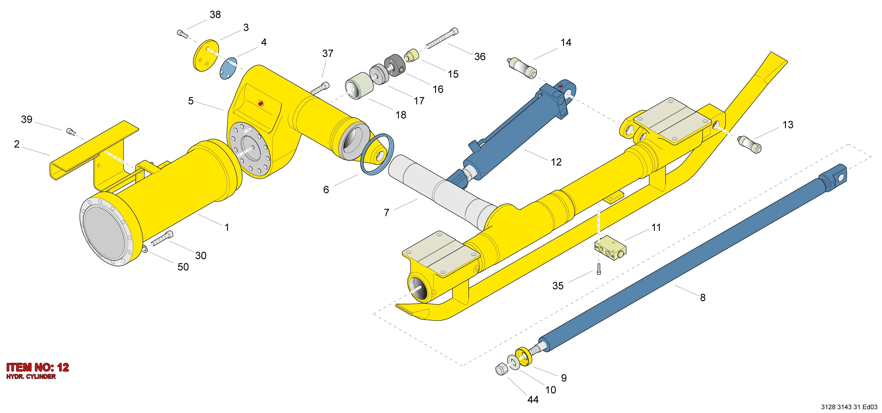 3128 3219 00 HYDR. CYLINDER - Technical Drawing