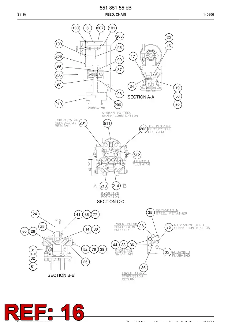 31318408a 313 184 08a Sprocket Assembly - Sandvik Technical Drawing