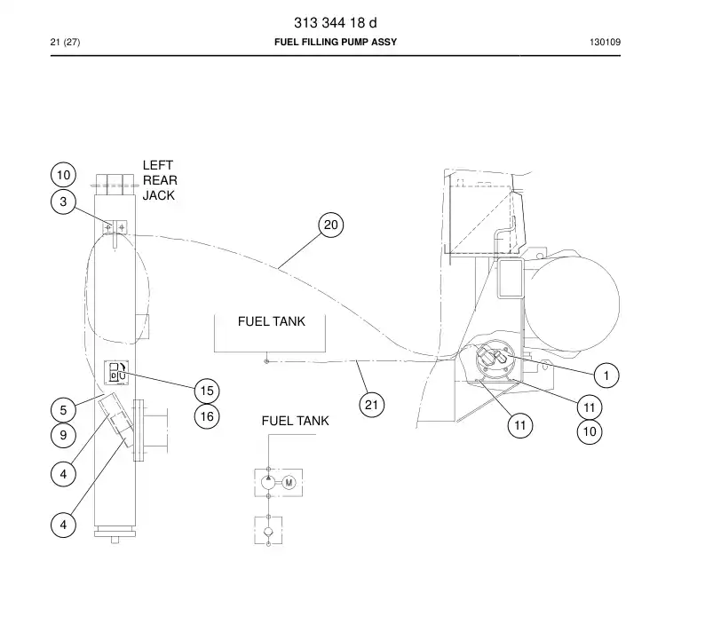 31334418d 313 344 18d FUEL FILLING PUMP ASSY - Sandvik Technical Drawing