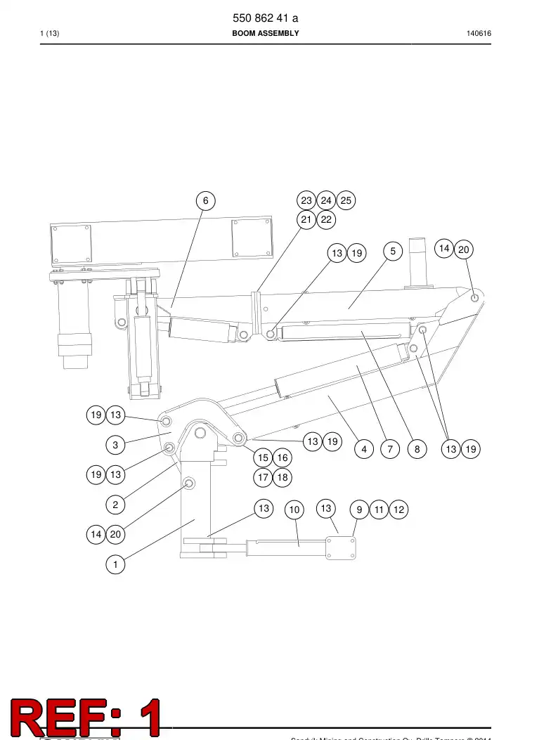 31365668a 313 656 68a BOOM HEAD - Sandvik Technical Drawing