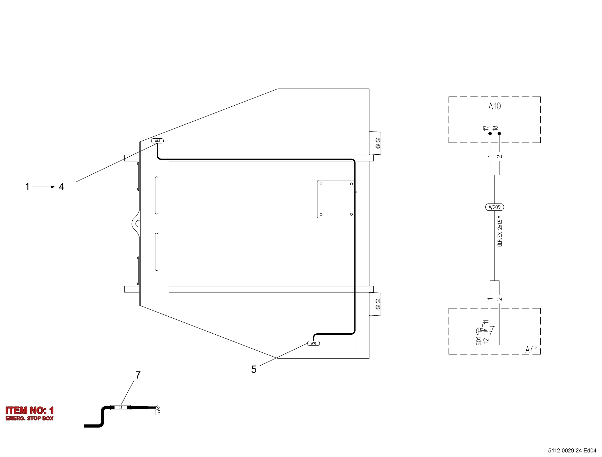 3176 0006 00 EMERG. STOP BOX - Technical Drawing