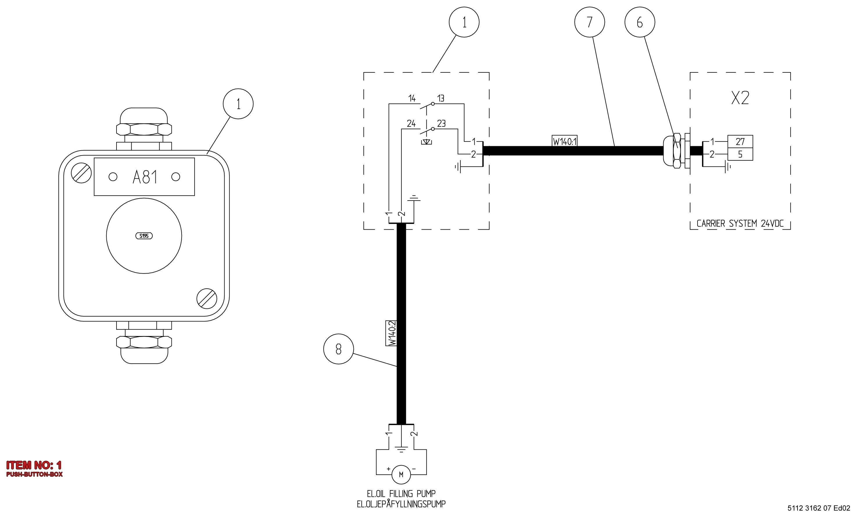 3176 0006 14 PUSH-BUTTON-BOX - Technical Drawing