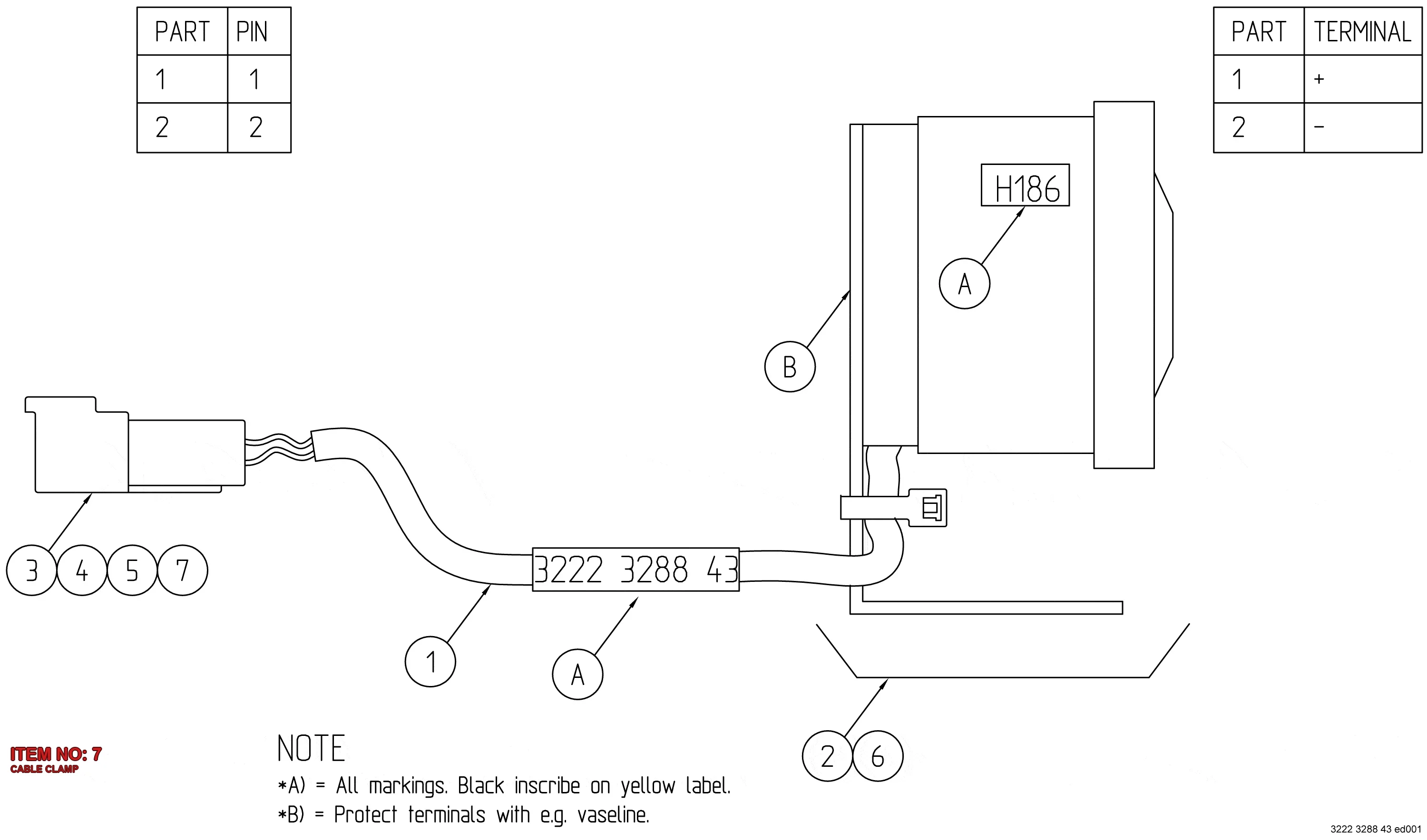 3176 0007 90 CABLE CLAMP - Technical Drawing