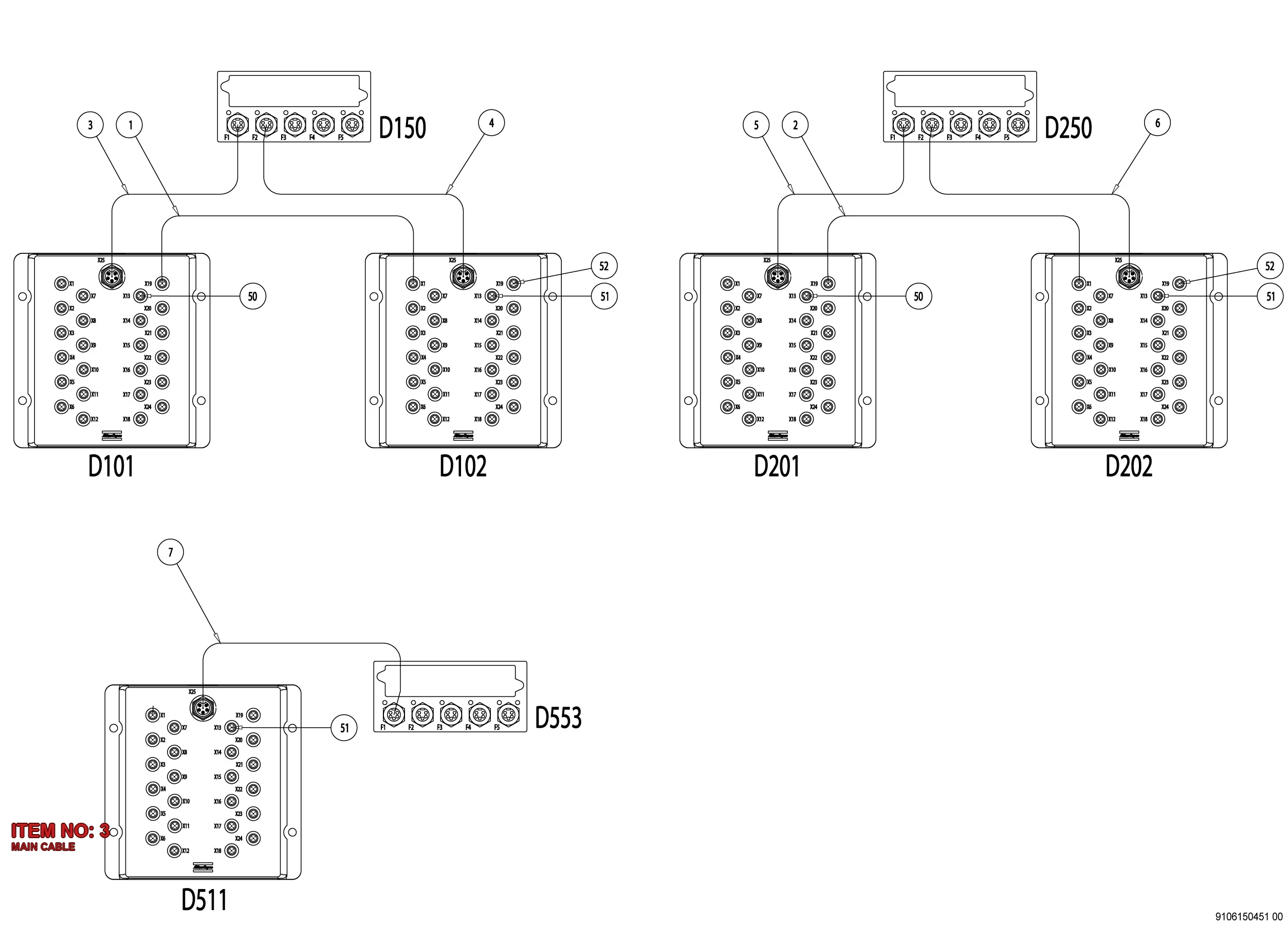 3176 0020 99 MAIN CABLE - Technical Drawing