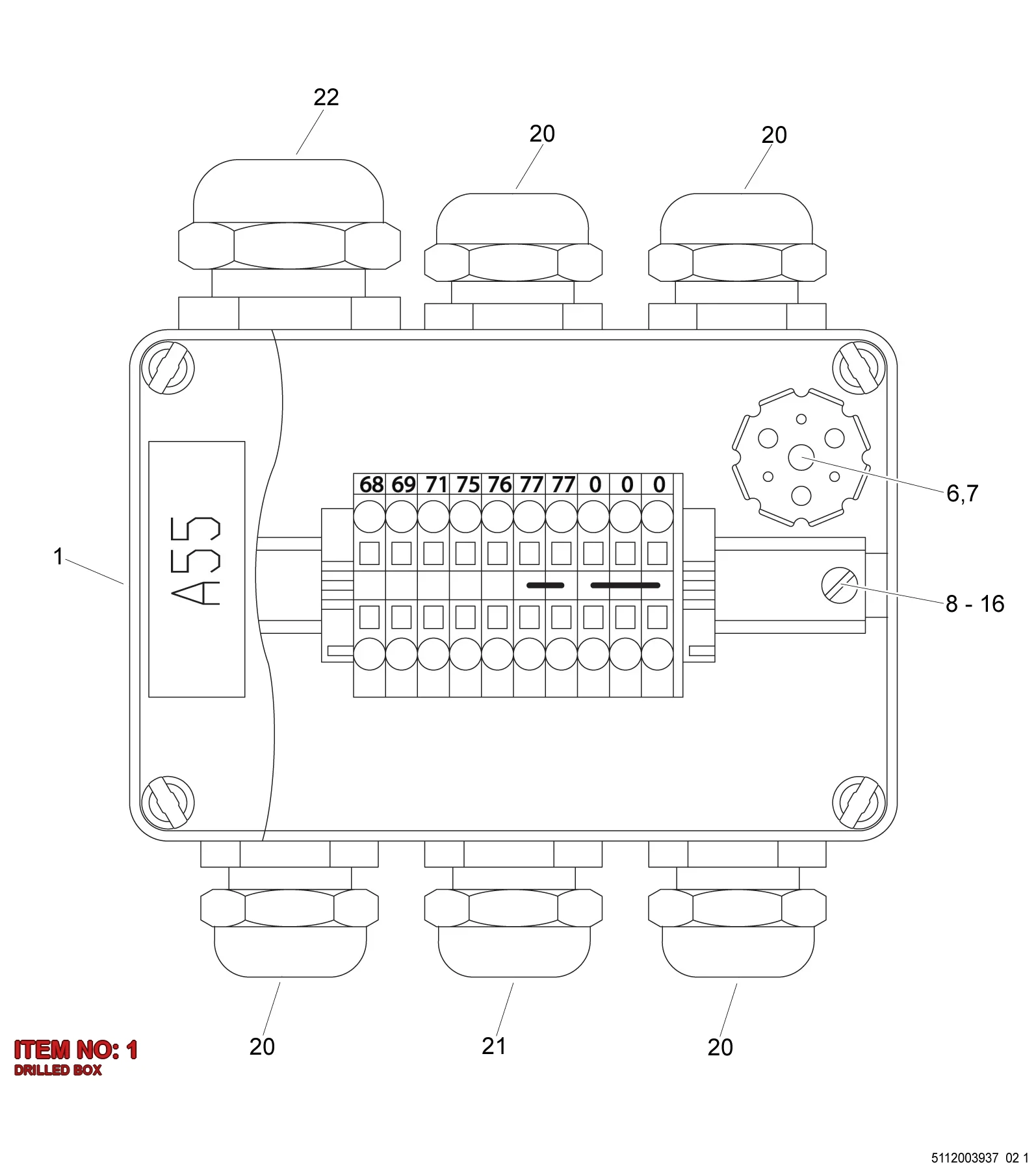 3176 0027 02 DRILLED BOX - Technical Drawing