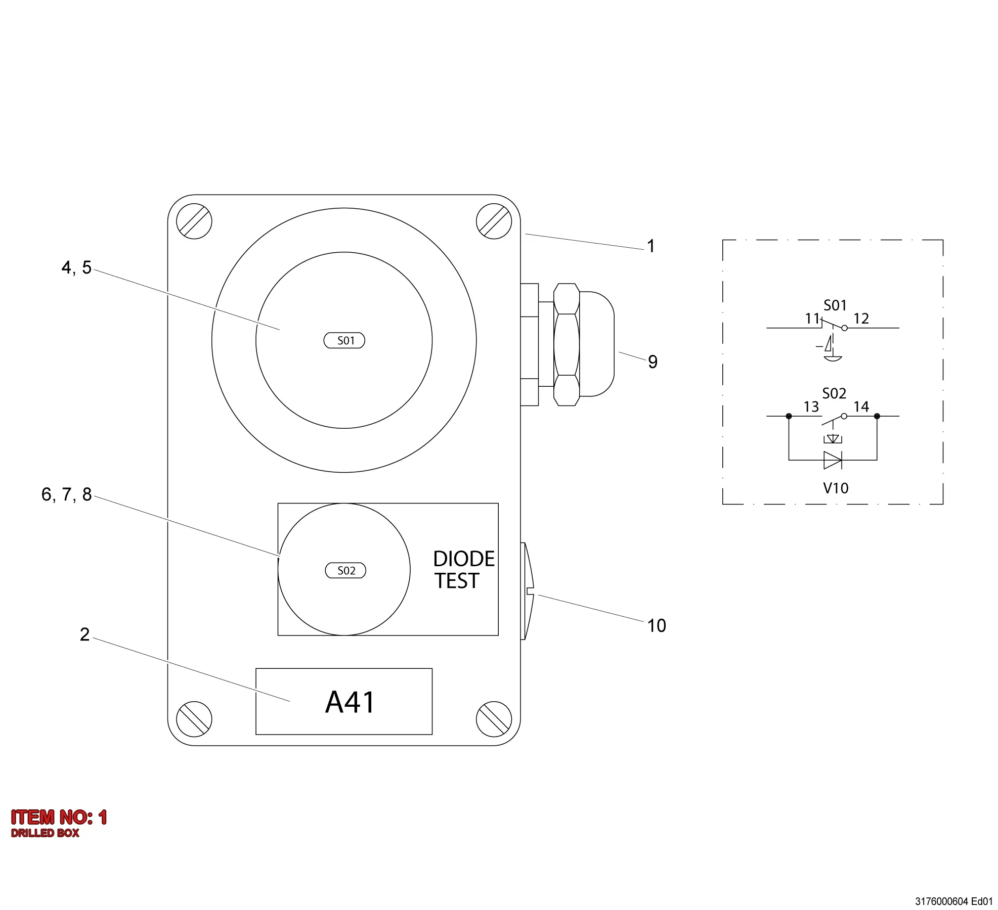 3176 0027 04 DRILLED BOX - Technical Drawing