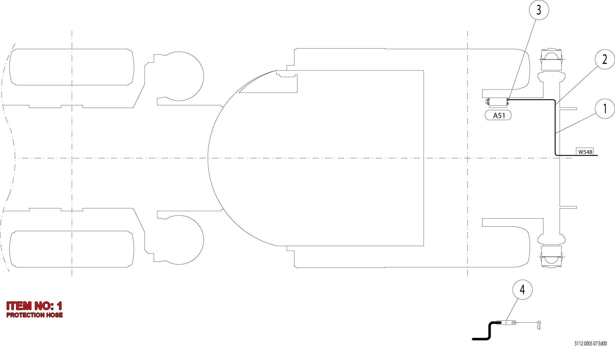 3176 0050 30 PROTECTION HOSE - Technical Drawing