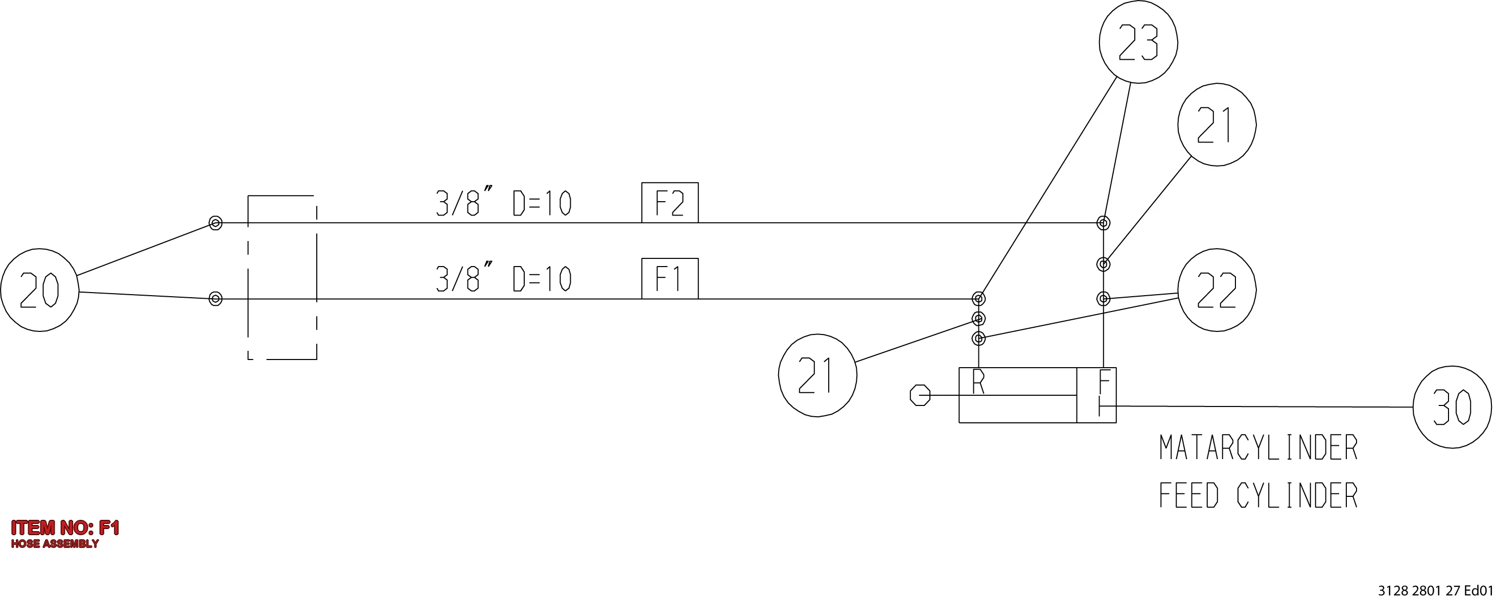 3176 3736 00 HOSE ASSEMBLY - Technical Drawing
