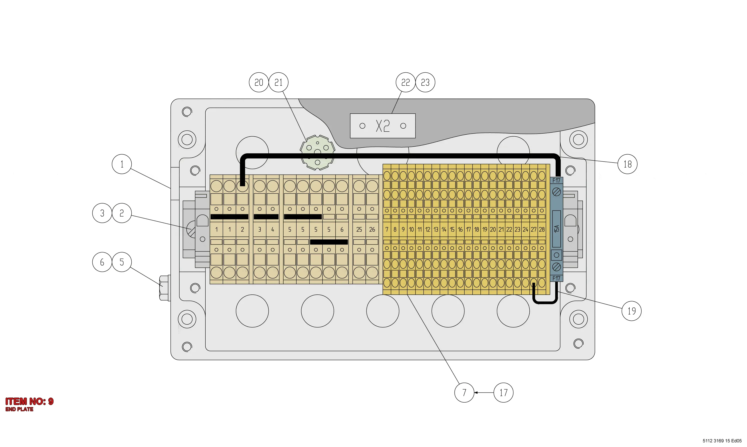 3176 4049 01 END PLATE - Technical Drawing