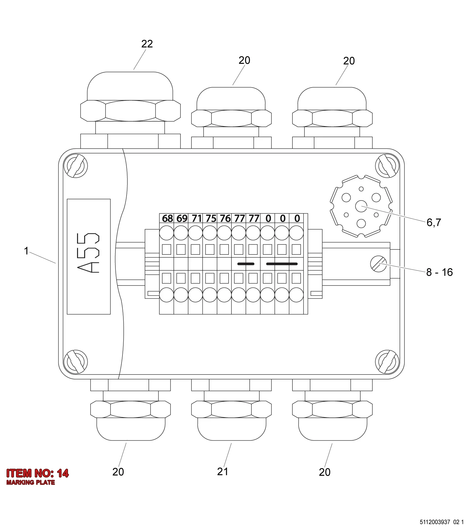 3176 4049 68 MARKING PLATE - Technical Drawing