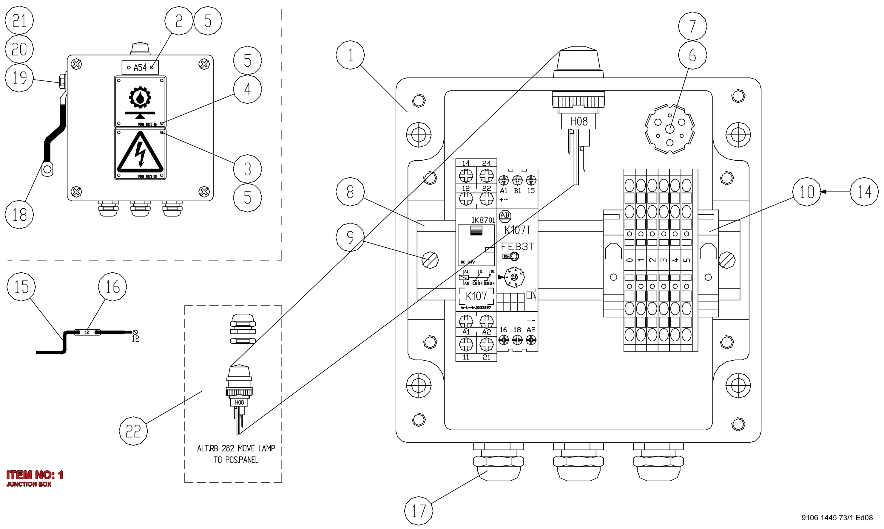 3176 4400 54 JUNCTION BOX - Technical Drawing