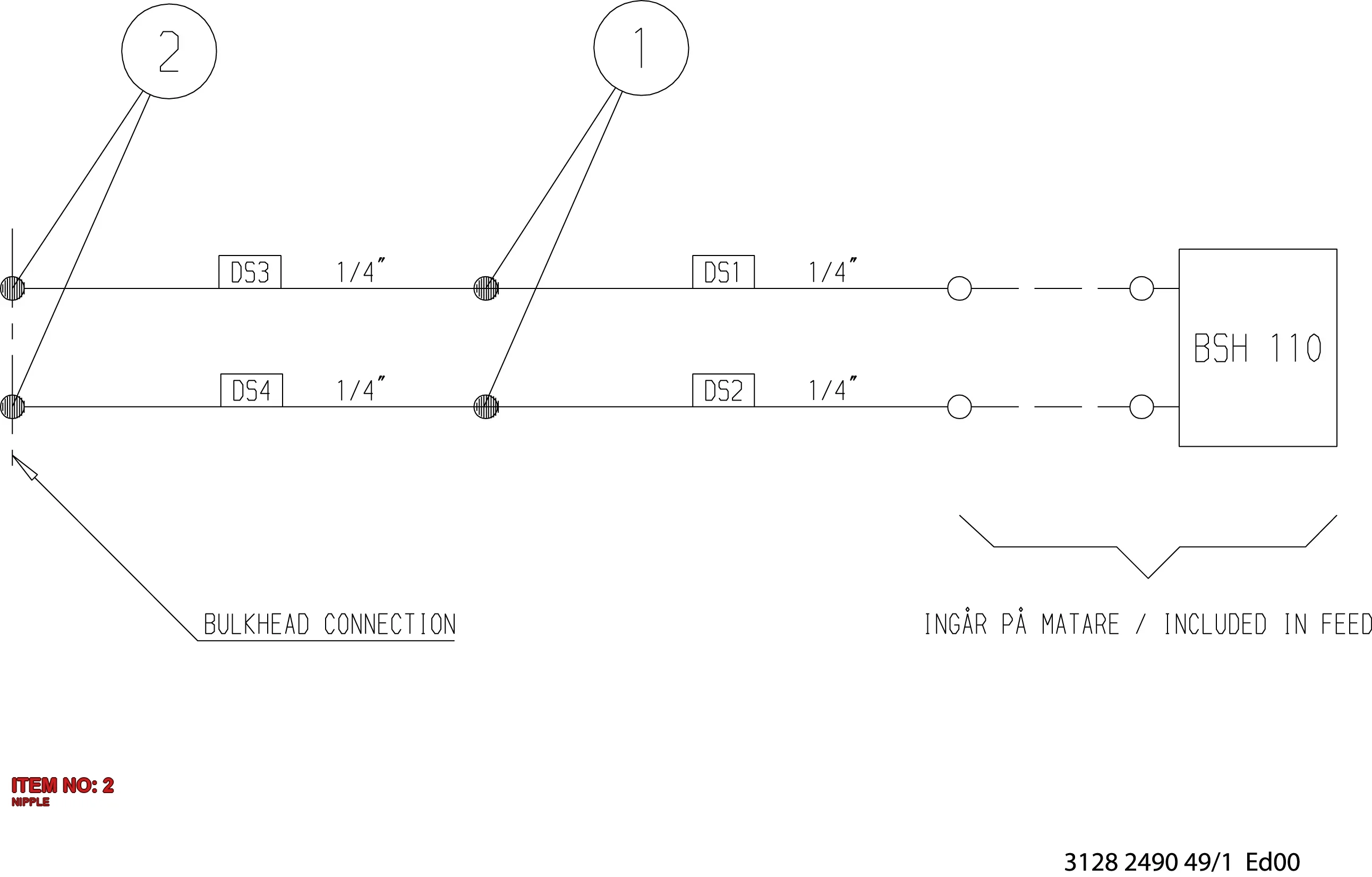 3176 6496 00 NIPPLE - Technical Drawing