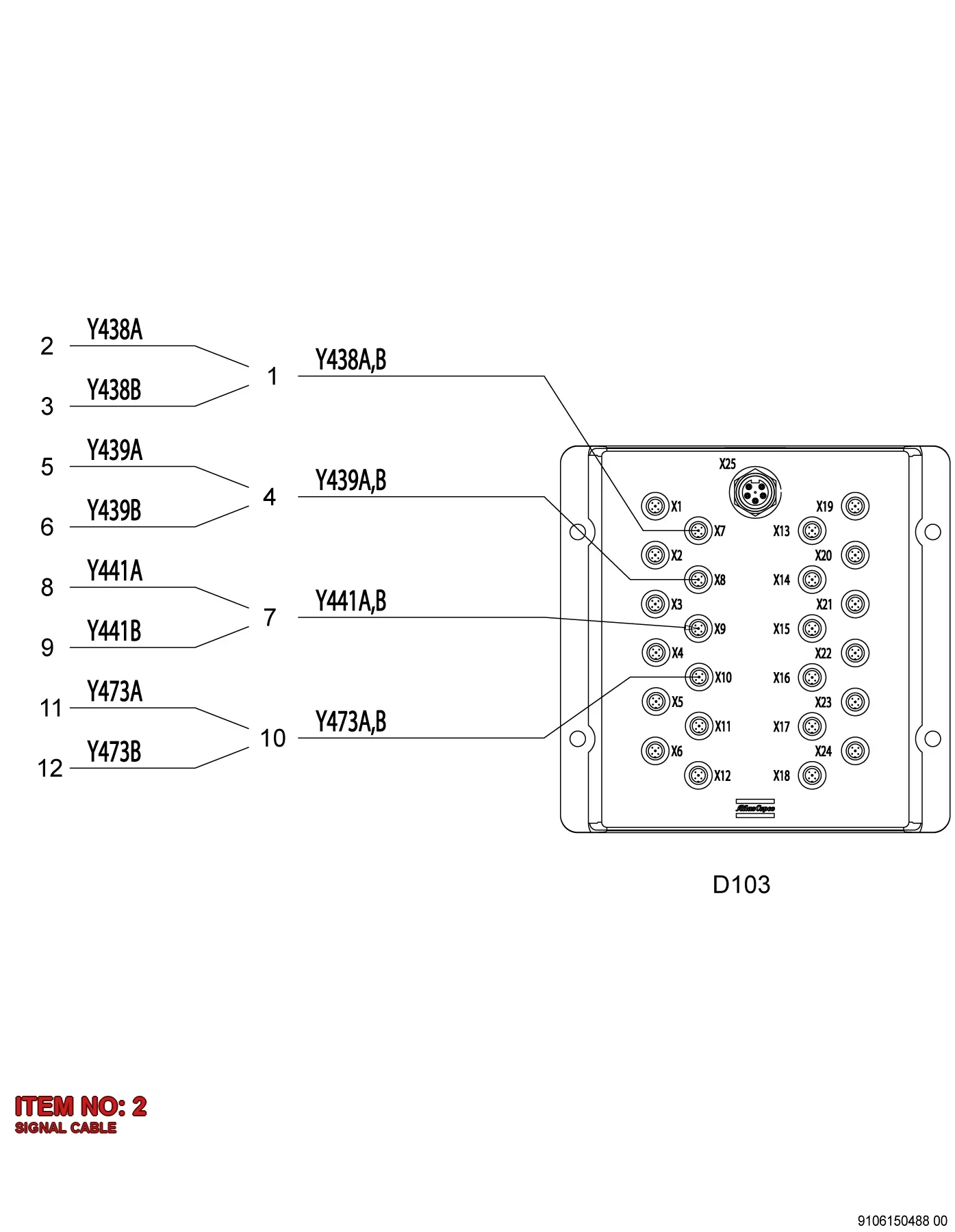 3176 9982 86 SIGNAL CABLE - Technical Drawing