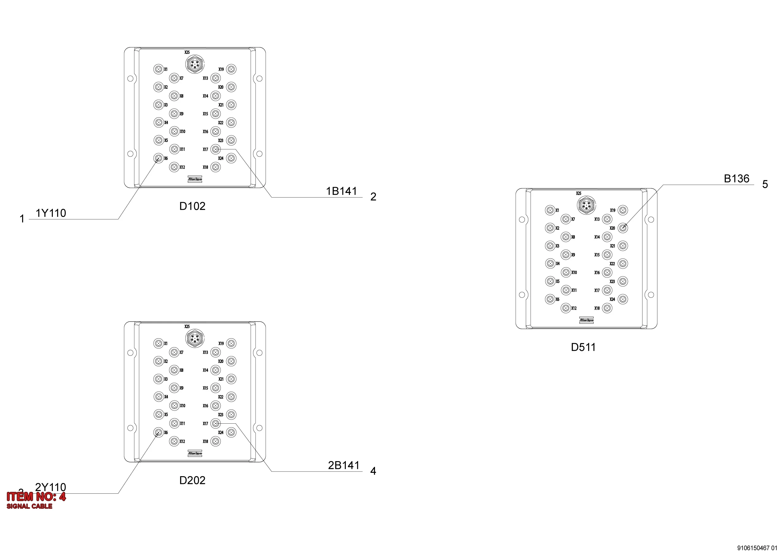 3176 9995 54 SIGNAL CABLE - Technical Drawing