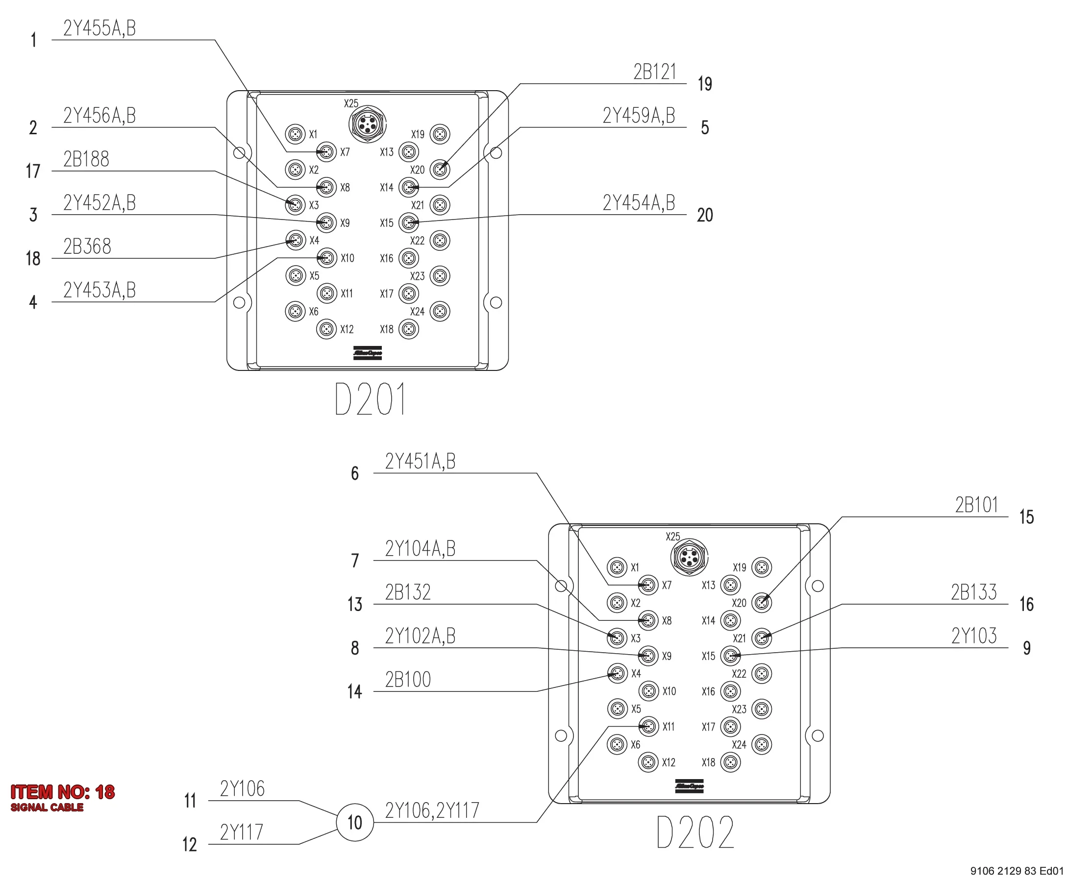 3176 9995 61 SIGNAL CABLE - Technical Drawing