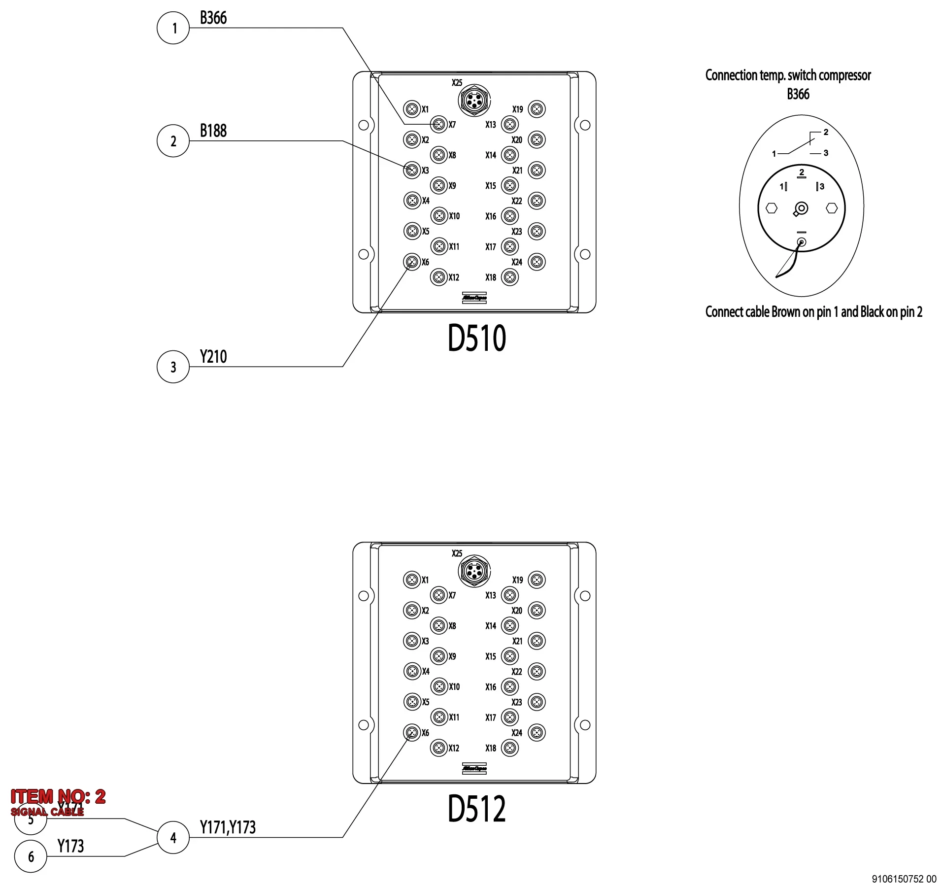 3176 9996 38 SIGNAL CABLE - Technical Drawing