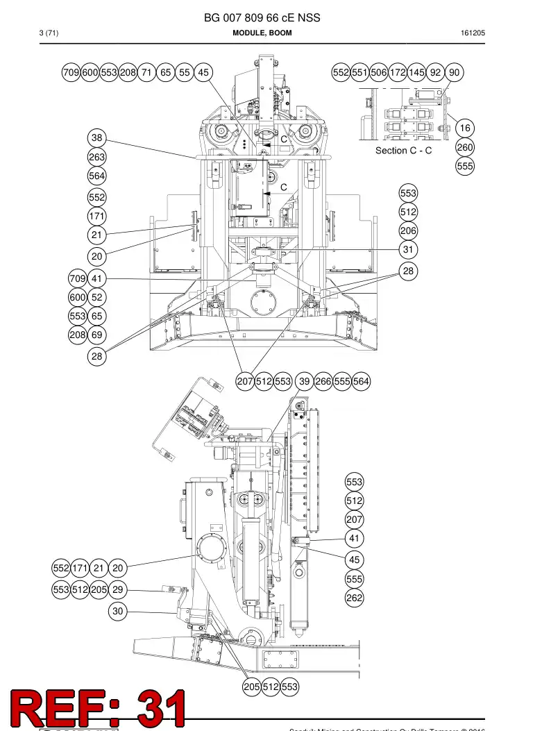 32001121a 320 011 21a Support, Hose - Sandvik Technical Drawing