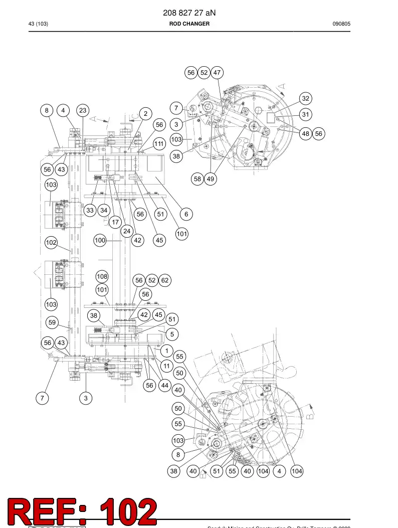 32005606 320 056 06 MIDDLE TUBE, RC 1006 - Sandvik Technical Drawing