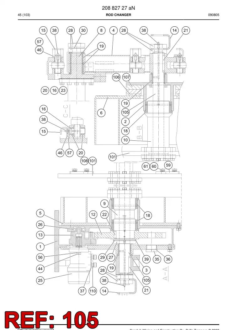 32006046 320 060 46 SHAFT, RC 1006 - Sandvik Technical Drawing