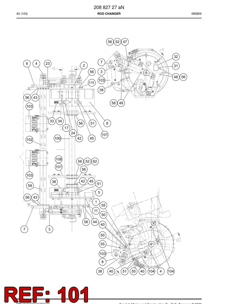32006738 320 067 38 TURNING PLATE,TUBE2 1/2'',ROD2'' - Sandvik Technical Drawing