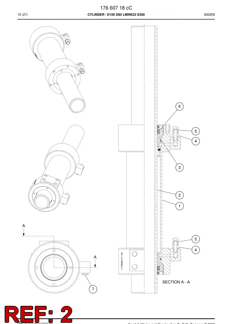 32006998b 320 069 98b PISTON - Sandvik Technical Drawing