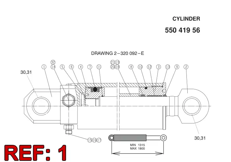 32009358 320 093 58 Tube, Cylinder - Sandvik Technical Drawing