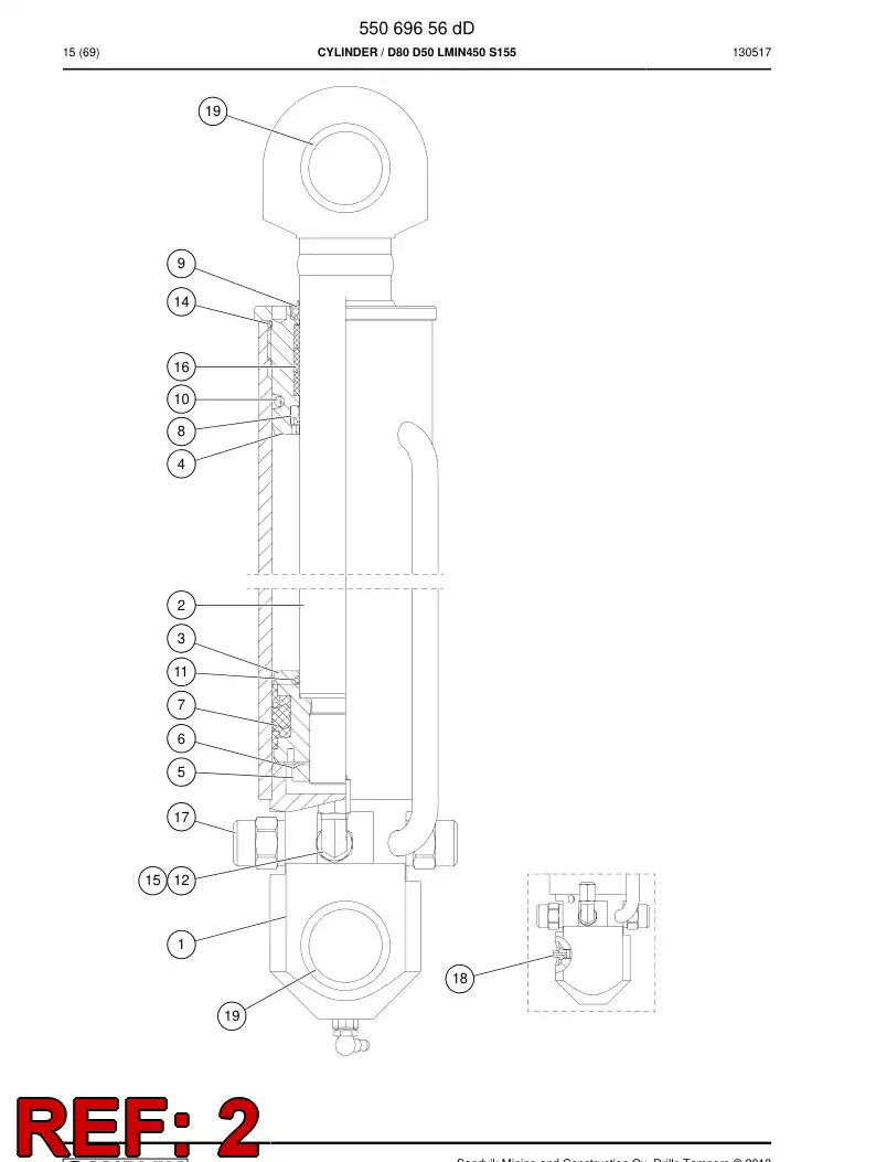 32018658 320 186 58 PISTON ROD - Sandvik Technical Drawing