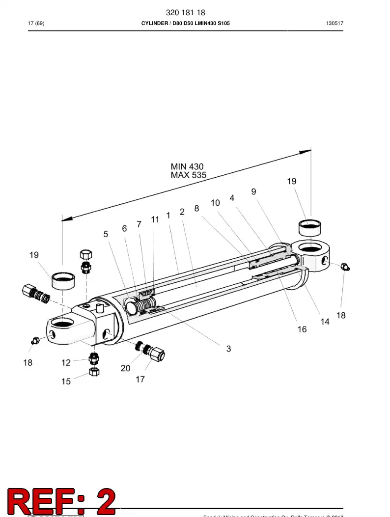 32018788 320 187 88 PISTON ROD - Sandvik Technical Drawing