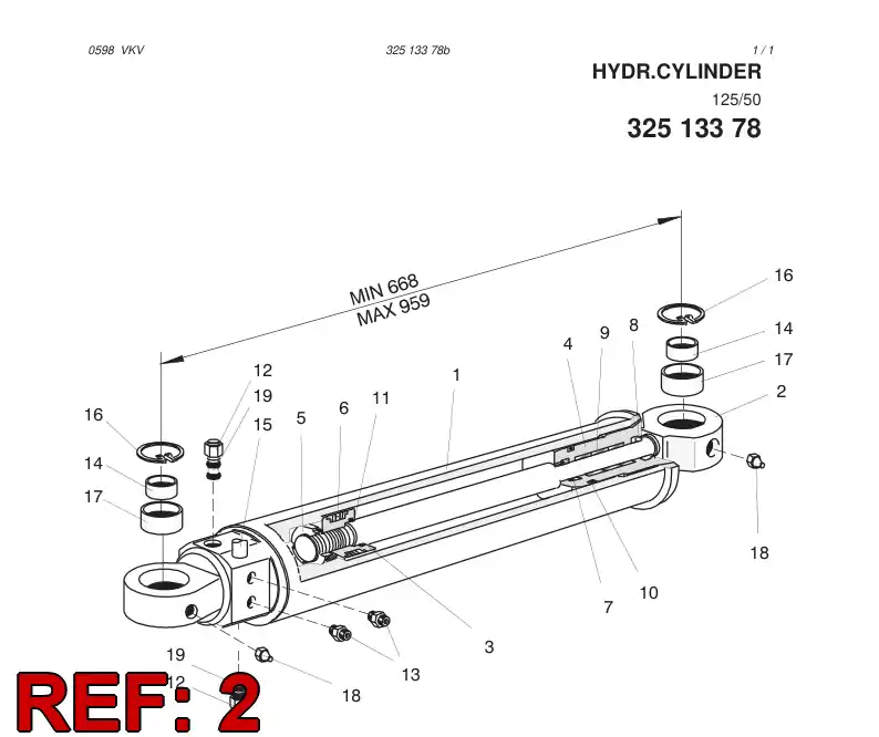32042838 320 428 38 Rod, PISTON - Sandvik Technical Drawing