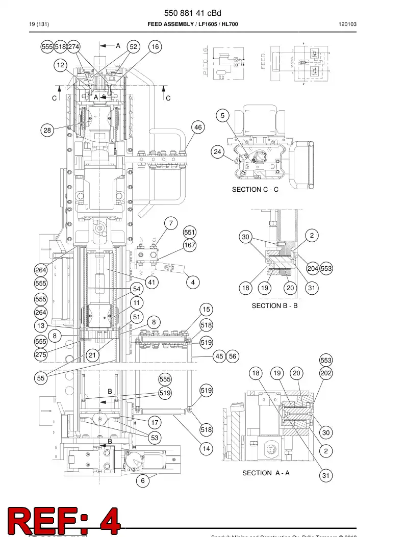 32077998 320 779 98 HOSE SUPPORT - Sandvik Technical Drawing