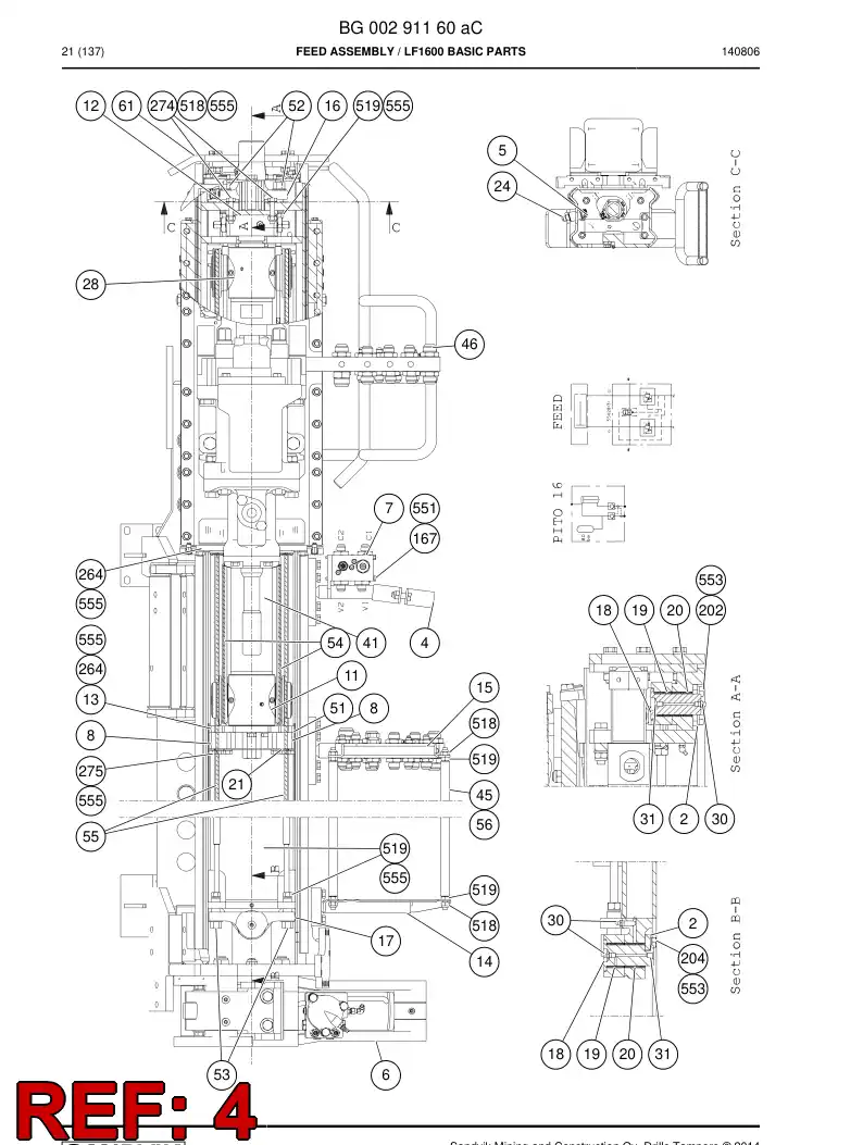 32077998g 320 779 98g SOPORTE, HOSE - Sandvik Technical Drawing