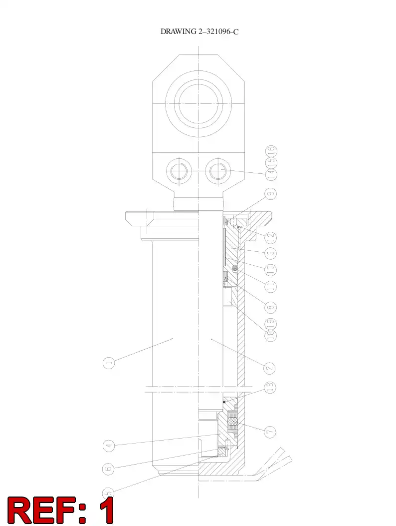 32110437 321 104 37 HYDR. CYLINDER - Sandvik Technical Drawing