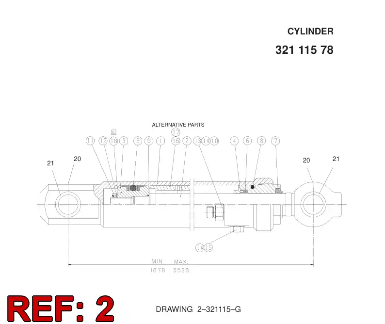 32112458 321 124 58 PISTON ROD - Sandvik Technical Drawing