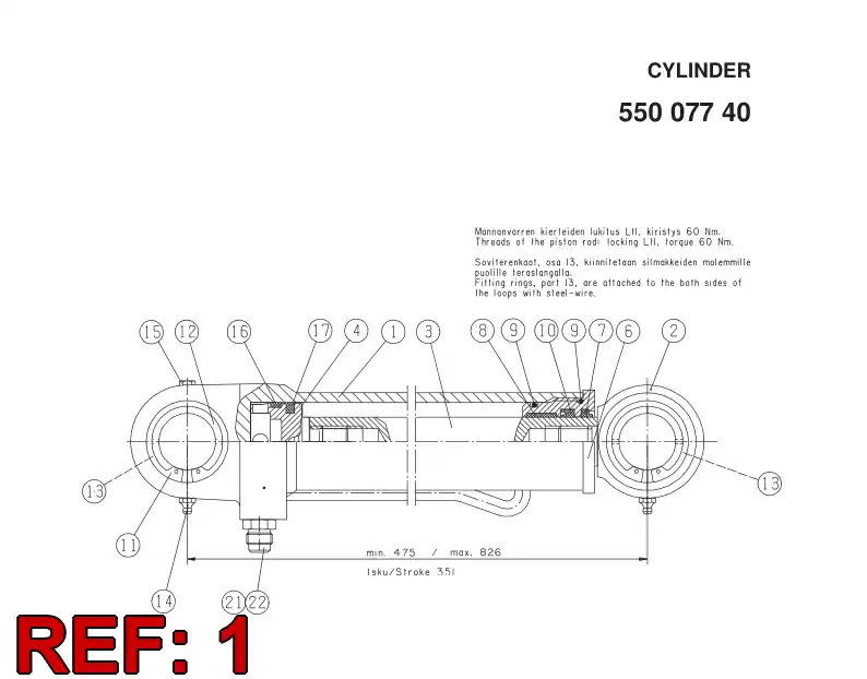 32112868 321 128 68 CYLINDER TUBE - Sandvik Technical Drawing