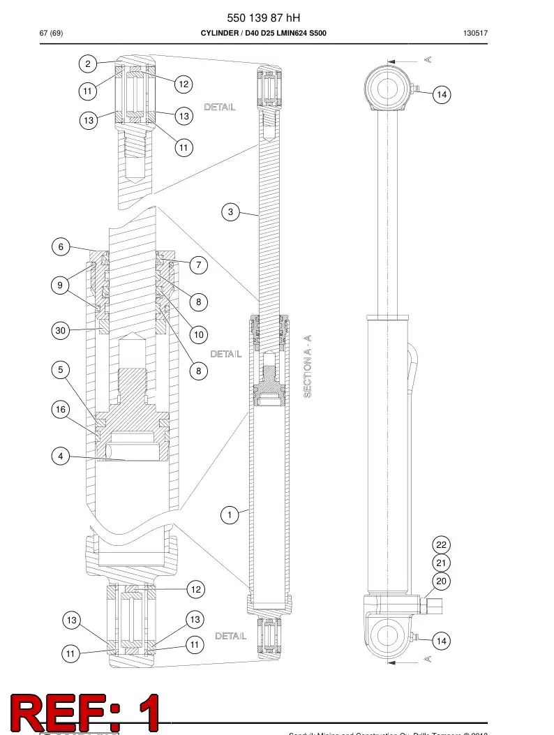 32113188 321 131 88 Tube, Cylinder - Sandvik Technical Drawing