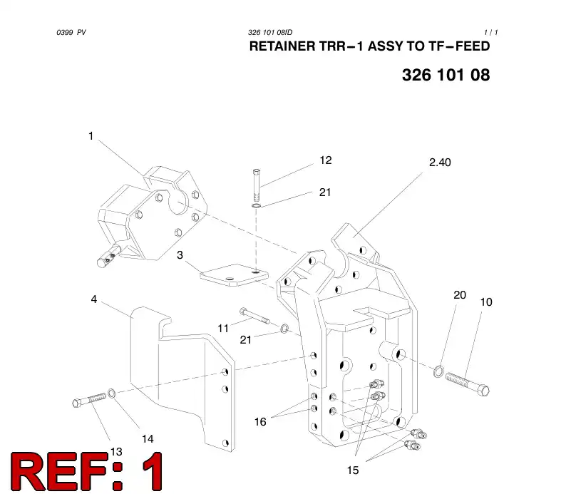 32123368 321 233 68 RETAINER ASSY TRR-1 - Sandvik Technical Drawing