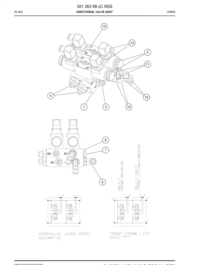 32126398c 321 263 98c ASSEMBLY DA VLVULA DIRECIONAL - Sandvik Technical Drawing