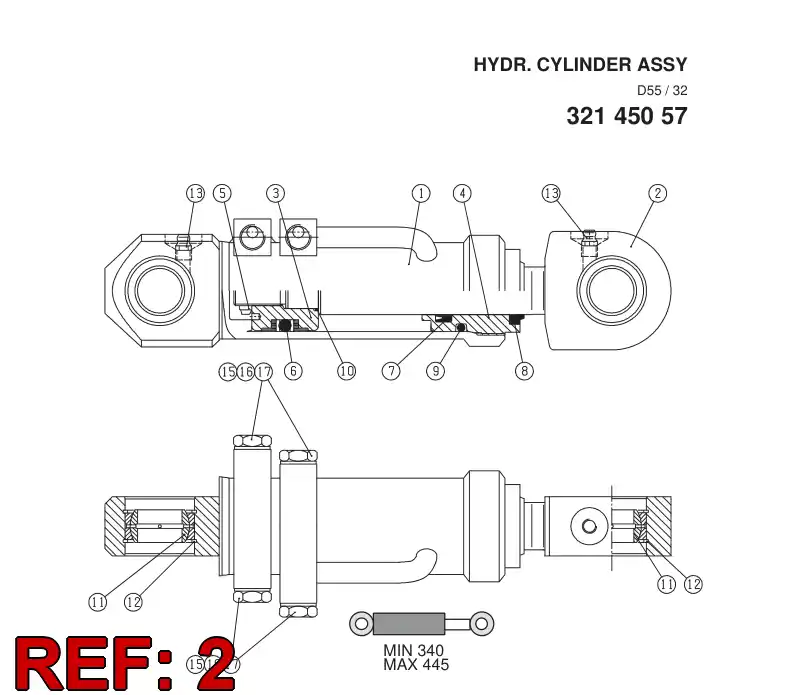 32145187 321 451 87 PISTON ROD D32 - Sandvik Technical Drawing