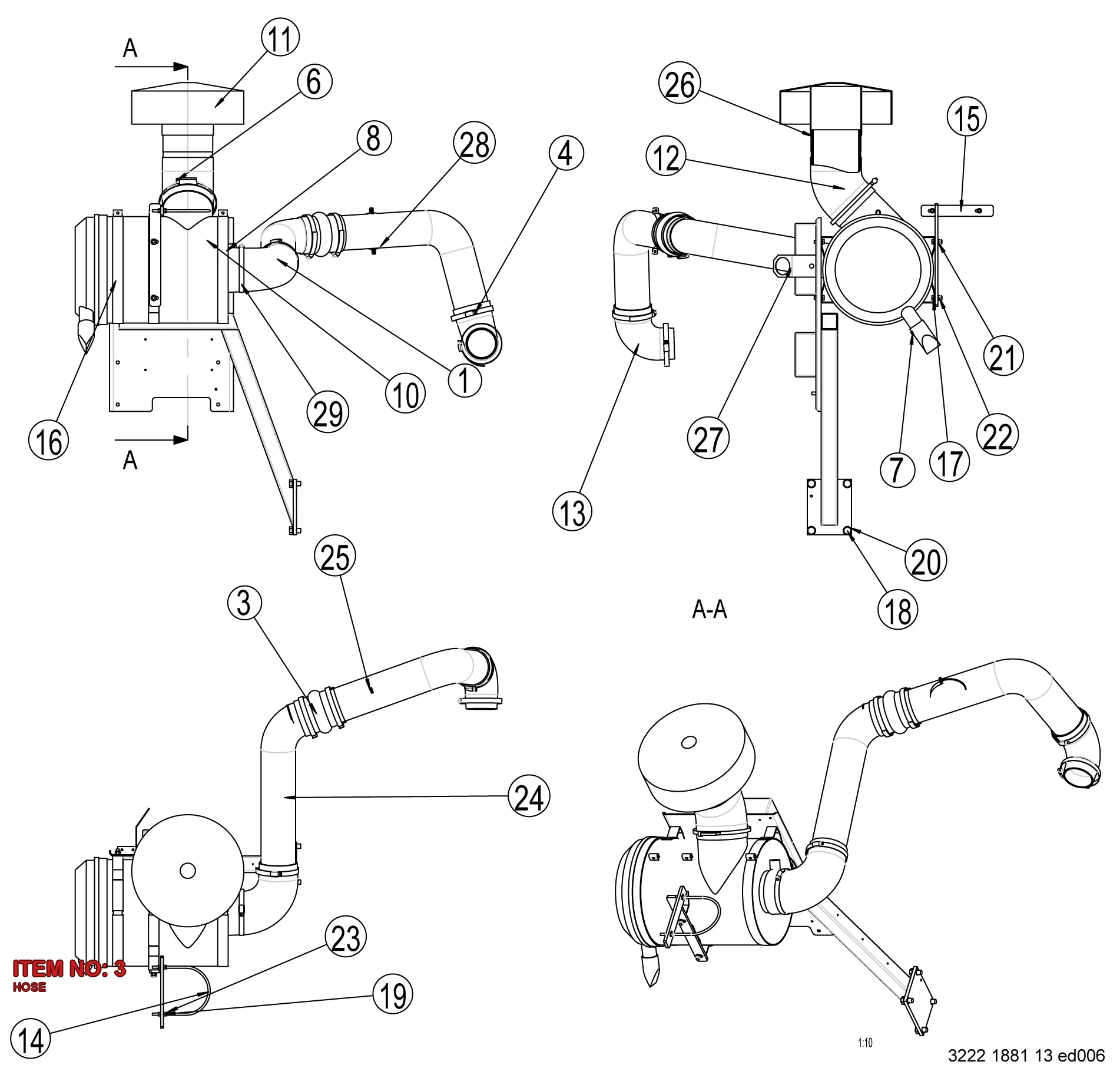 3214 8875 00 HOSE - Technical Drawing