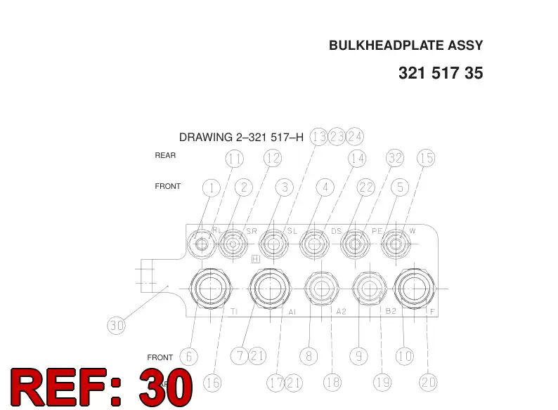 32151868 321 518 68 Cable entry plate - Sandvik Technical Drawing