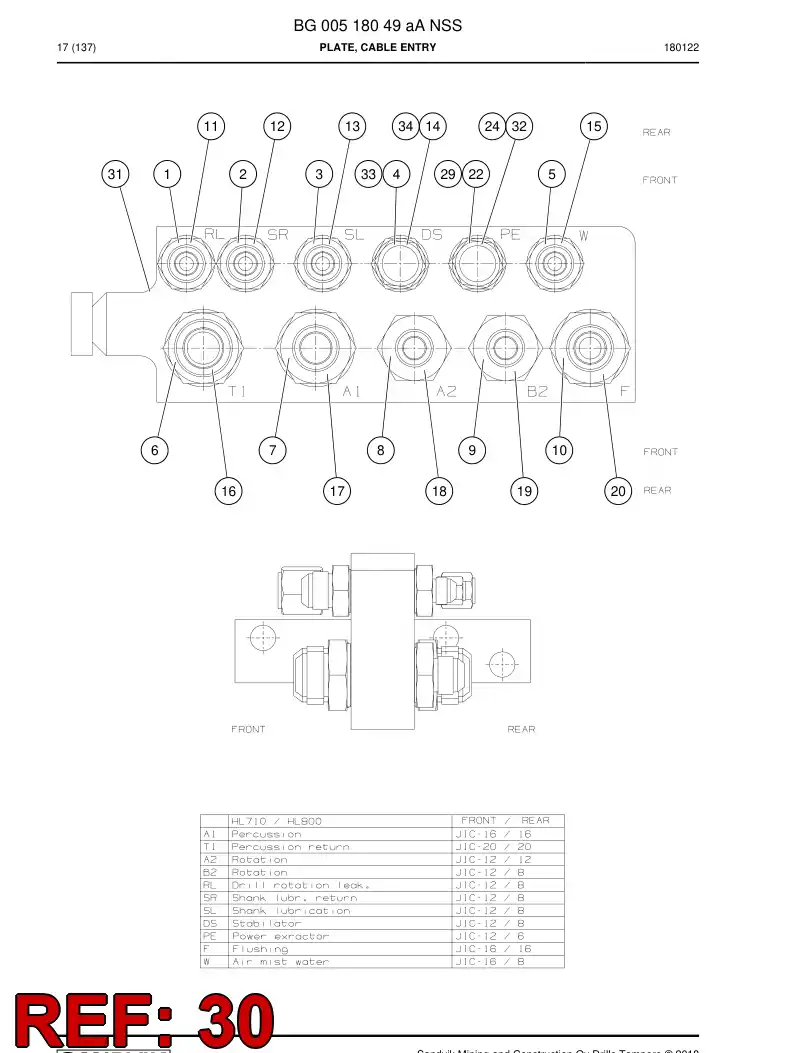 32151868f 321 518 68f Plate, Cable Entry - Sandvik Technical Drawing
