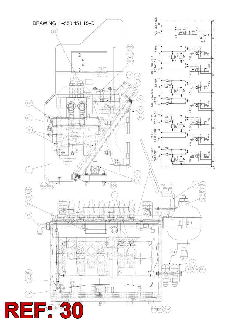 32156788 321 567 88 OVERCENTER VALVE BLOCK - Sandvik Technical Drawing