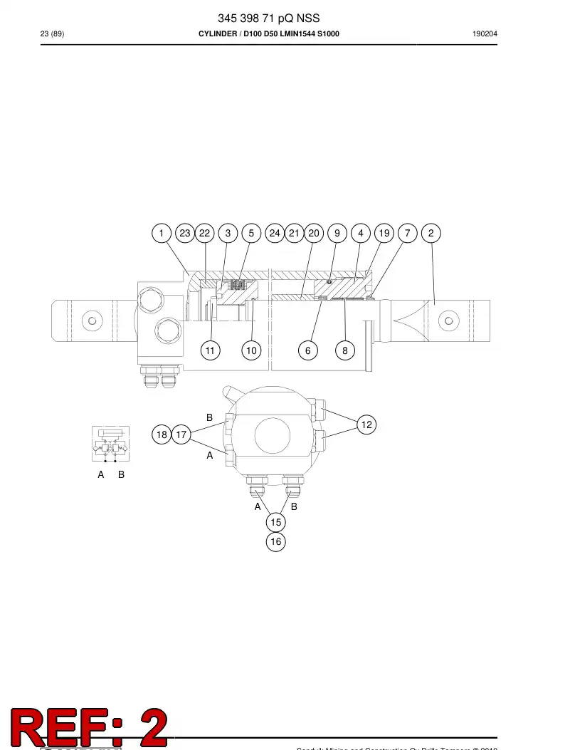 32156938 321 569 38 PISTON ROD - Sandvik Technical Drawing