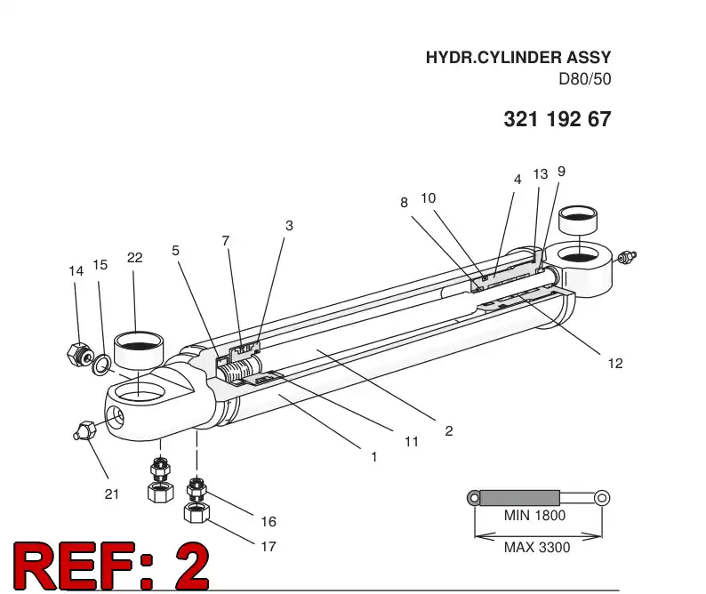 32158678 321 586 78 PISTON ROD D50 - Sandvik Technical Drawing